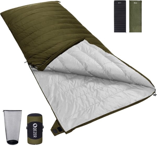 dc2bd074a957d7e3 QEZER Down Sleeping Bag,Lightweight Rectangular Sleeping Bag for Adults,Kids,Boys,Girls 3 Seasons Backpacking, Hiking and Camping Outdoor,can be used as the Blanket