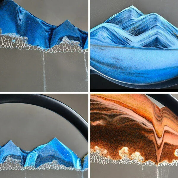 3D Moving Art Picture Round Glass Deep Sea Sandscape Hourglass Quicksand Craft wing Sand Painting Office Home Decor Gift