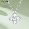 TBCYD 3MM 0.4cttw D Color Clover Necklace Pendants For Women S925 Silver 18K Gold Plated Neck Chain Classic Fine Jewelry Gifts