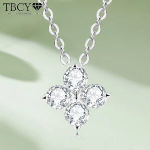 dc560737faf622a0 TBCYD 3MM 0.4cttw D Color Clover Necklace Pendants For Women S925 Silver 18K Gold Plated Neck Chain Classic Fine Jewelry Gifts