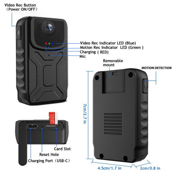 Bicycle Mini Body Camera 1080P FHD 140 Degree Wide Angle Video Recorder for Meeting Patrol Sport Dash Car Biking DV DVR Record