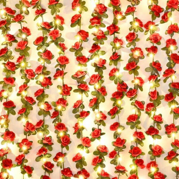 BLEUM CADE 12Pcs 98.4Ft Flower Garland Artificial Rose Vines for Bedroom, Cute Fake Hanging Flower Vines Floral Garland Decorations for Wedding Party Wall Room Decor Aesthetic