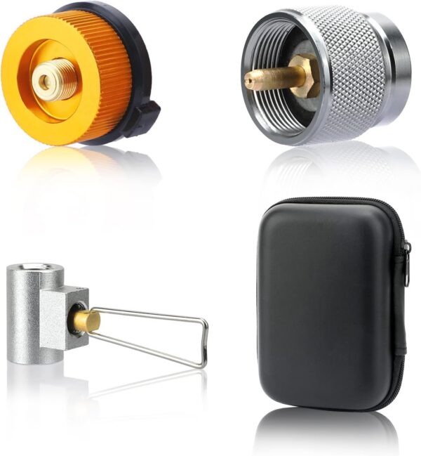 SAN LIKE 2pcs Camping Stove Adapter Butane Canister Adapter EN417 Lindal Valve Canister Shifter Propane Adapter Isobutane Fuel Canister with Exhaust Air Pressure Button