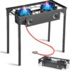 BACOENG Hockerkocher Gas 10KW, Campingkocher Inklusive 1.5 m Schlauch und 50 mbar Druckregler