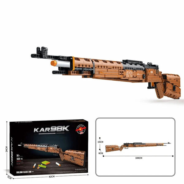 dc8b4c1954b1b5ad 1028PCS Kar98K Building Block Model Can Shoot Heavy Sniper Rifle Assemble Bricks WW2 Weapons Series Children's Educational Toys