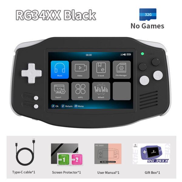 dc8c693b33fce67f ANBERNIC RG34XX Retro Video Handheld Game Console 3.4" IPS Screen 32G ux 64-bit System Support 5G WiFi Bluetooth HD TV Output