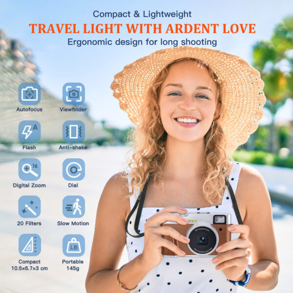 4K Digital Auto Focus 48MP Vlogging for YouTube and Anti-Shake Video Camera with Viewfinder Flash & Dial
