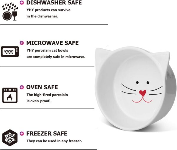 dc98a01d85aa7b0a Y YHY Raised Cat Food Bowls,Pet Bowls with Stand,Ceramic Cat Dog Bowls Elevated,Cute Cat Dishes,12 Ounces,Dishwasher Safe