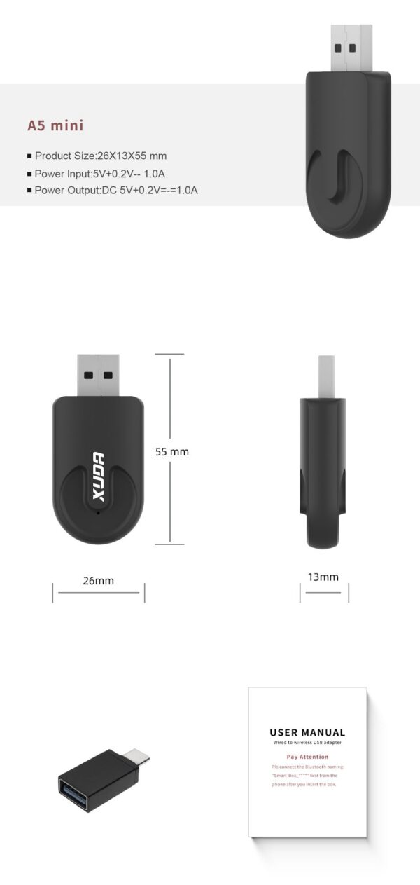 XUDA NEW CarPlay Android Auto Wireless Adapter Smart Mini Box Plug And Play WiFi Fast Connect Universal For Nissan