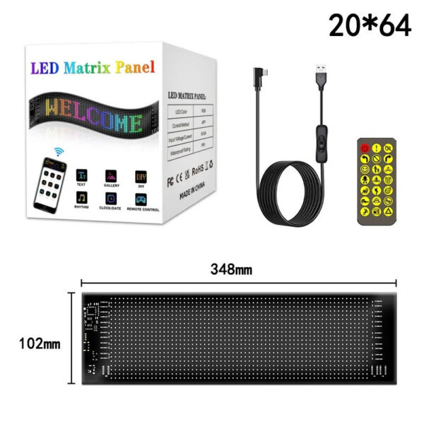 dcaaf7fa39491491 Matrix Pixel Panel, Scrolg Bright Advertising Signs, Flexible USB 5V LED Car Sign Bluetooth App Control