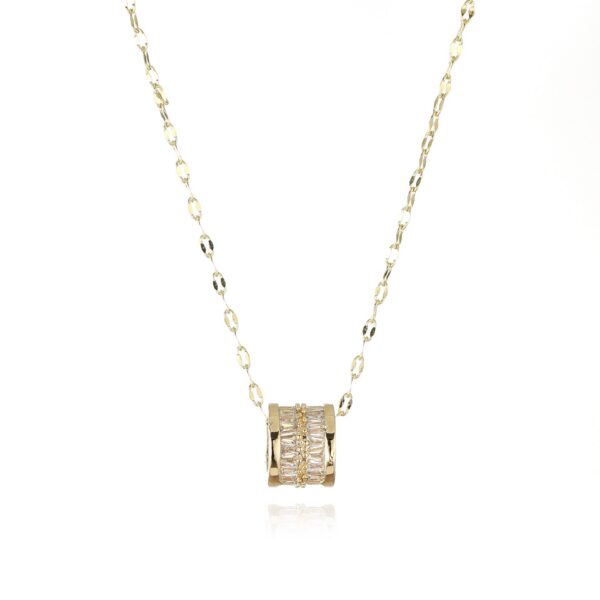 dcb4e80414bc0c4c Korea Fine Jewelry 14k Real Gold Plated Micro-inlaid Zircon Flashing Diamond Letter Necklace Clavicle Chain Necklaces for Woman