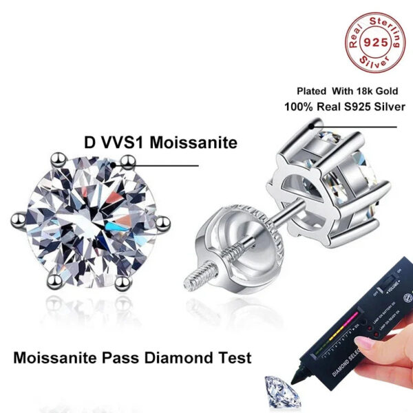 dcc71e7fde8f9bc6 NeeTim 2ct Moissanite Earrings For Women Men Lab Diamond White Gold Plated 925 Sterling Silver Stud Earring Luxury Fine Jewelry