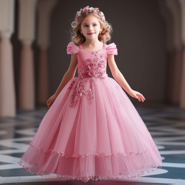 dcefc487ff70b83c Teens Dresses for Wedding Evening Kids Appliques Flower Princess Birthday Party Long Gown Girls Vestidos Banquet Dress