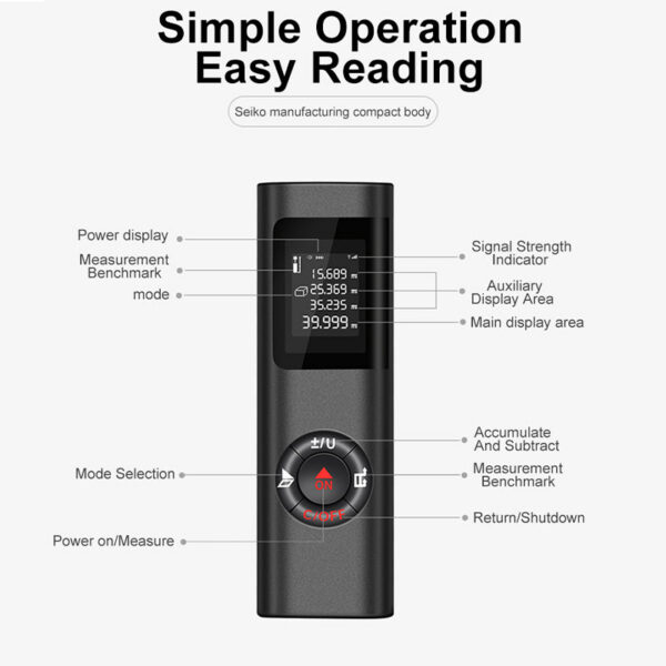 40m Portable Mini Telemetre Rangefinder Diastimeter Digital Range Finder Rechargeable Laser Distance Meter