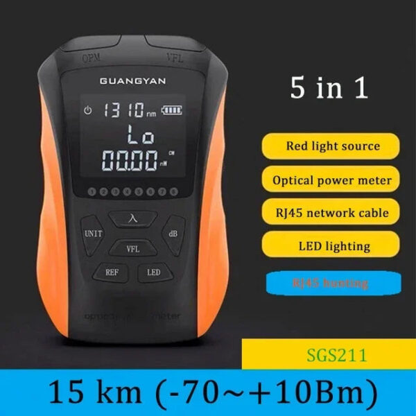 FTTH Tool Fiber Optic OPM Optical Power Meter Visual Fault Locator VFL 5/15km RJ45 Tester Cable Tracker Mini Red Fiber Pen