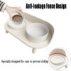 15°Elevated Cat Food Bowls with Silicone Pet Mat, Double Raised Cat Transparent Plastic Bowl with Stand, Stress-Free Suit for Cats and Small Dogs, Anti Vomiting cat Bowl, Cute Cat Face Bowl