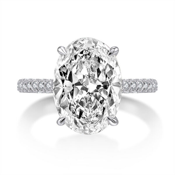 Solitaire Oval Lab Zircon Ring 100% Original Sterling Sier Engagement Wedding Band Rings for Women Bridal Jewelry