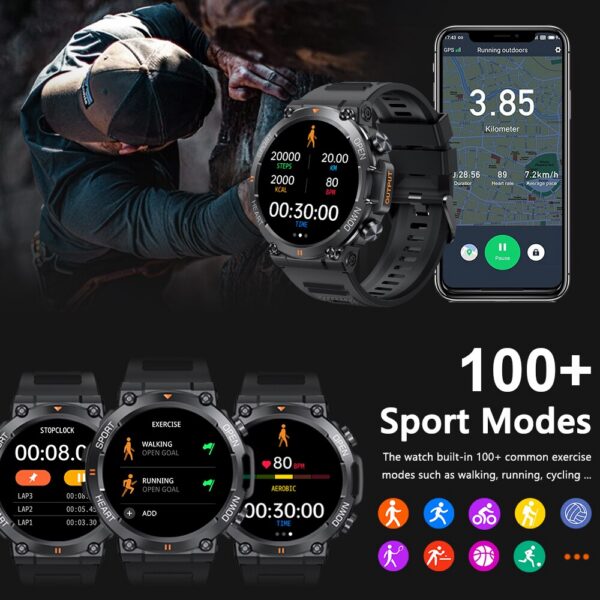 dd3572948130f430 MELANDA 1.39 Inch HD Bluetooth Call Smart Watch Men Sports Fiess Tracker Heart Monitor 400mAh Smartwatch For Android IOS K56