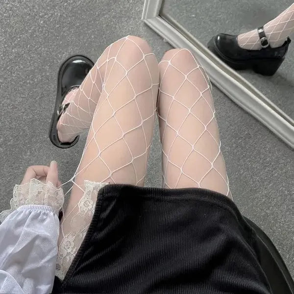 dd4368d12fec79cf Love Flower Mesh Kawaii Japanese Girls Lolita Ins Stockings Cute White Pantyhose Spring Summer Ultrathin Transparent Hosiery 240111