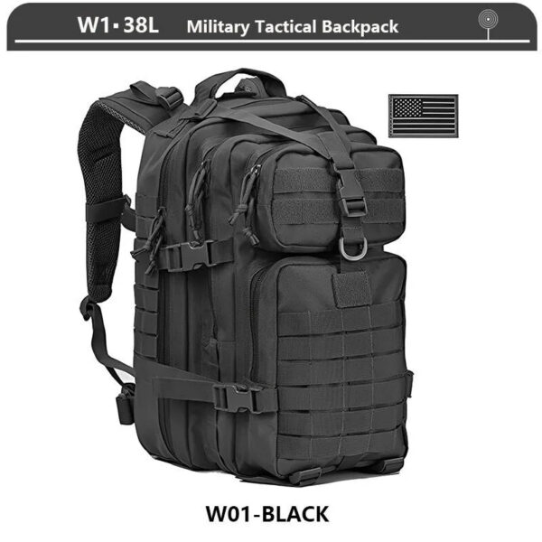 dd56c7af4066fff6 Tactical Backpack 3 Day Assault Pack Molle Bag 38/45L Large Outdoor Waterproof Hiking Camping Travel 600D Rucksack Men Fishing