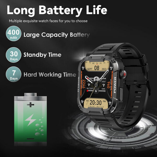 MELANDA 1.85 Outdoor Military Smart Watch Men Bluetooth Call Smartwatch For Android IOS IP68 Waterproof Sports Fiess Watches