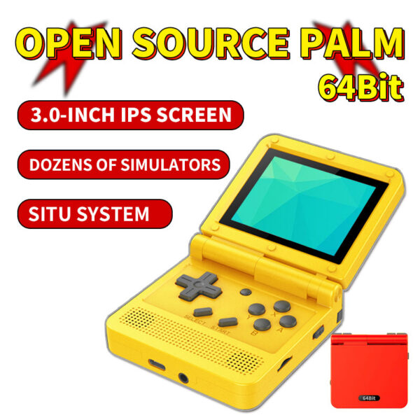 Coopreme V90 3.0 Inch IPS Screen Flip Handheld Open System Game Console 16 Simulators PS1 Children's gifts