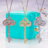 dd7dc71ce1e56695 Real Sterling Sier Pendant Gold Plated Fashion Diamond Key Necklace New Wedding Dinner Party Fine Jewelry for Women