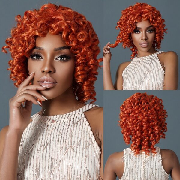 dd89b2c00ed33394 Brown Blonde Synthetic for Women Short Kinky Curly Afro Wigs Glueless Cosplay Hair