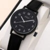 1pc Women With Qpc Fashion Casual Round Pointer Quartz Watch Dainty Black Heart Bracelet Set