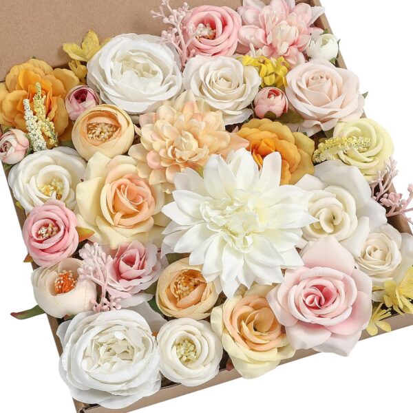 Serra Flora Artificial Christmas Flowers Greenery Combo Box Set Faux Flowers Bulk Flower Leaf with Stems for DIY Tree Ornaments Xmas Wreath Floral Arrangements Centerpieces