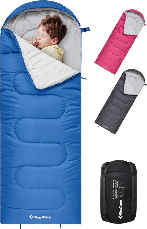 ddfa811d80db896b KingCamp Kids Sleeping Bag 3 Season- Lightweight Waterproof Camping Sleeping Bag Indoor & Outdoor Use for Kids for Camping with Compression Sack