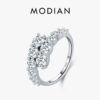 ddfcd269afd1fbb6 MODIAN 925 Sterling Silver Classic Luxury Round CZ Eternity Band Rings For Women Wedding Engagement Statement Jewelry Gift