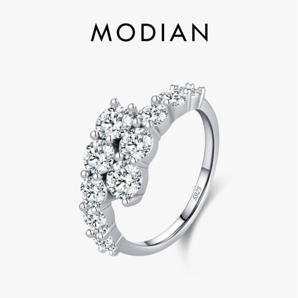 ddfcd269afd1fbb6 MODIAN 925 Sterling Silver Classic Luxury Round CZ Eternity Band Rings For Women Wedding Engagement Statement Jewelry Gift
