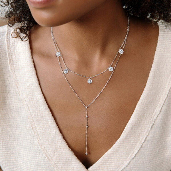 2.5-5CT Tennis Moissanite Necklace Chain for Women Sterling Sier 5mm 6.5 mm Bezel Diamond Necklaces Overlay Style Jewelry