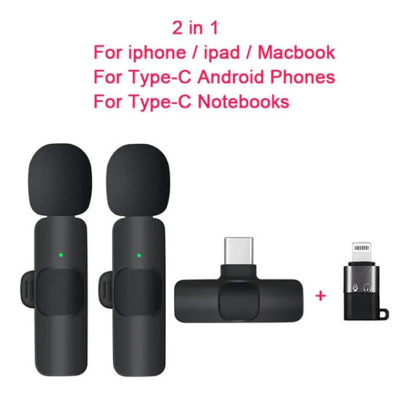 Mini Portable Wireless Tie Microphone Lavalier Mic For Iphone Android MobilePhone Interview Recording Live Vlog Broadcast Gaming