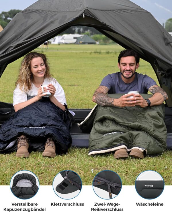 de0caff05825110d KingCamp Oasis Schlafsack, 3 Jahreszeiten, warm, bequem, leicht, tragbar, mit Kapuze, für drinnen und draußen, Camping, Wandern