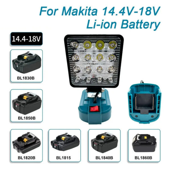 de166dbdb1b53c0a 4 inch Cordless LED Work Light For Makita 14.4V-18V Li-ion Battery Lantern Outdoor Flashlight Camping Lamp Emergency Lighting