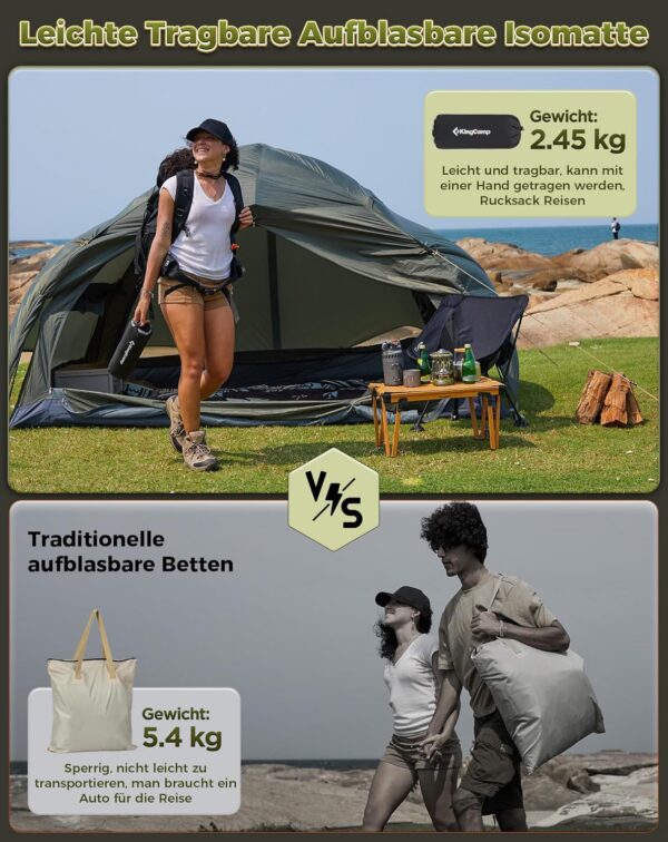 de23faf951b67279 KingCamp Isomatte Camping, Isomatte 2 Personen, Luftmatratze Camping Doppelt, 15 cm Dick, Aufblasbar luftmatratze Kleines Packmaß gegen Kälte für Outdoor Wandern und Camping 201×141 cm