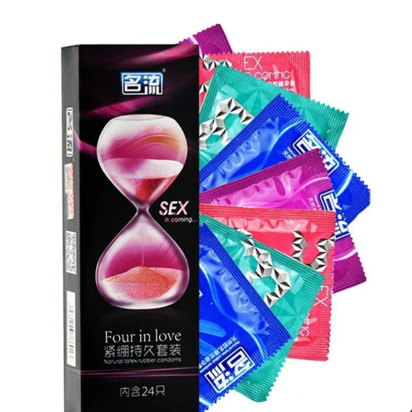 de3d13f6a4b5abf5 30/24 Pcs 4 Types Condoms Natural Latex Adult Safer Super Lubricated Ultra Thin Penis Sleeve Contraception for Men Sex Toys