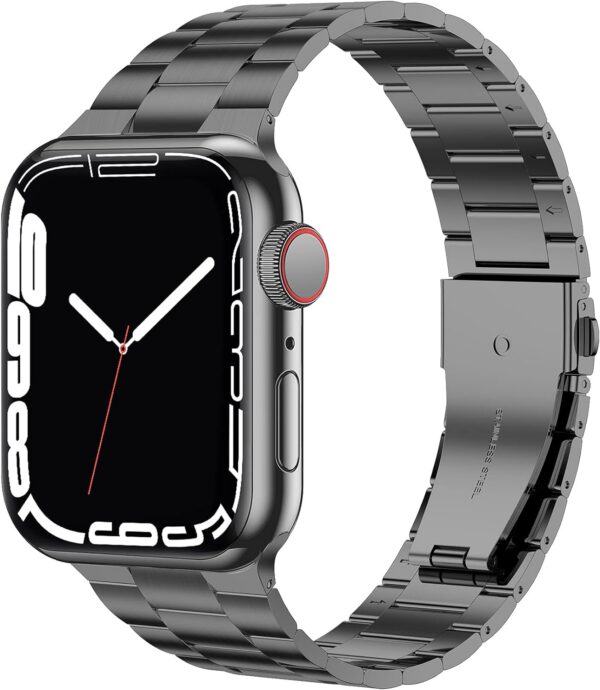 de430056256d5a53 iiteeology Compatible with Apple Watch Band 49mm 45mm 44mm, Upgraded Solid Business Stainless Steel Band for Apple iWatch Series 9/8/7/Ultra,Space Gray