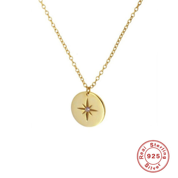 CANNER Real Sterling Necklace For Women Round Brand Geometric Eyes Diamond Clavicle Chain Sier Jewelry Collares