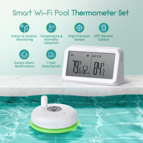 INKBIRD 2nd-Gen Wireless ating Pool With IBS-M2 Wi-Fi Gateway Combo Waterproof Digital Thermometer For SPA Pond