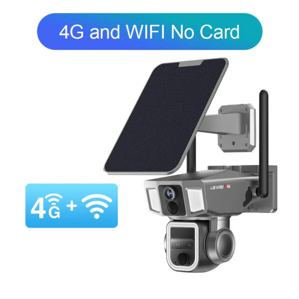 de5e88a3a81b1839 LS VISION 12MP 6K 10X Zoom Dual Screen Solar Camera Outdoor 4G/WiFi 2 In 1 Three Lens Dual PIR Detection Auto Tracking CCTV Cam
