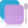 Licking Mat for Dogs Cats 2 Pack, Dog Peanut Butter Lick Pad with Strong Suction Cups for Calming, Reduce Anxiety Boredom (Blue & Green)