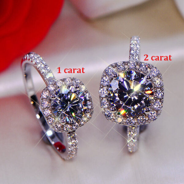 AETEEY Moissanite Diamond Square Ring D Color 1CT 2CT Real Sterling Sier For Women Wedding Fine Jewelry RI018