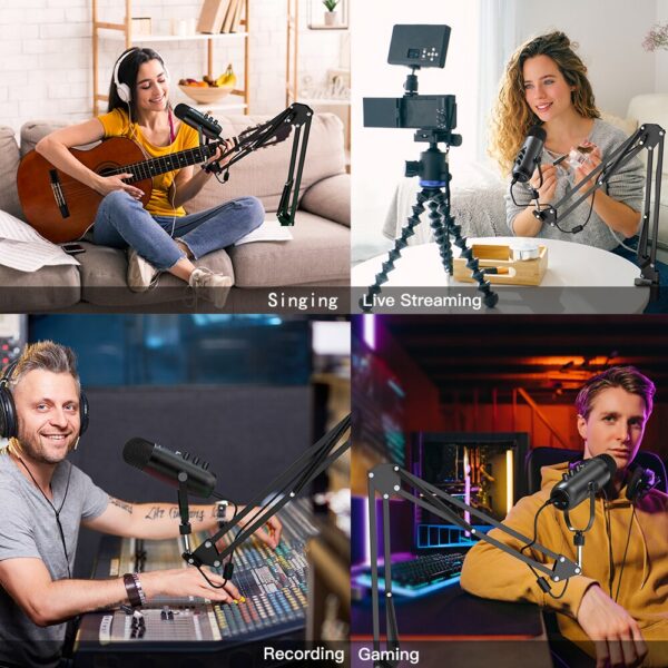 de7f719e72da9cfc Professional USB Streaming Podcast PC Microphone Studio Cardioid Condenser Mic Kit with Boom Arm For Recording Twitch YouTube