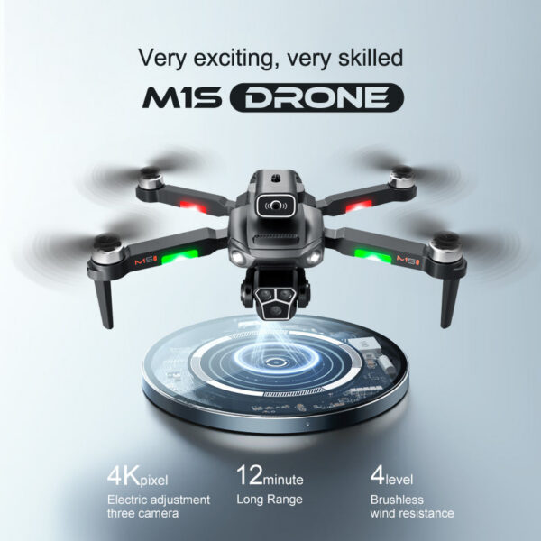 de7ff8856e2d5cd8 New M1s Mini Drone 4K Professinal Three Camera Wide Angle Optical Flow Localization Four-way Obstacle Avoidance RC Quadcopter