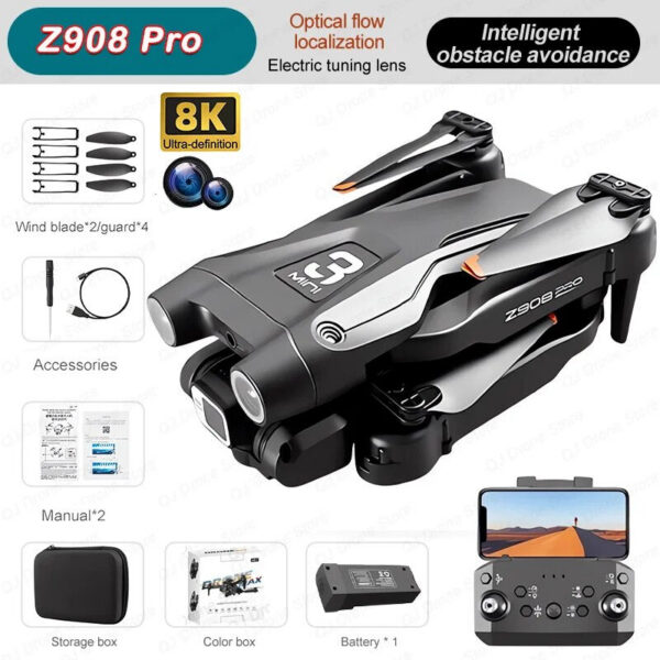 New Z908 ProMAX Drone Professional 8K HD Dual Camera 5G WIFI Optical Flow Obstacle Avoidancel Foldable Quadcopter Toys Gifts