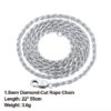 Effie Queen Italian 1.2mm1.5mm 1.7mm Diamond-Cut Rope Chain Necklace 40cm-60cm 100% Sier Woman Man Jewelry Gift DSC29