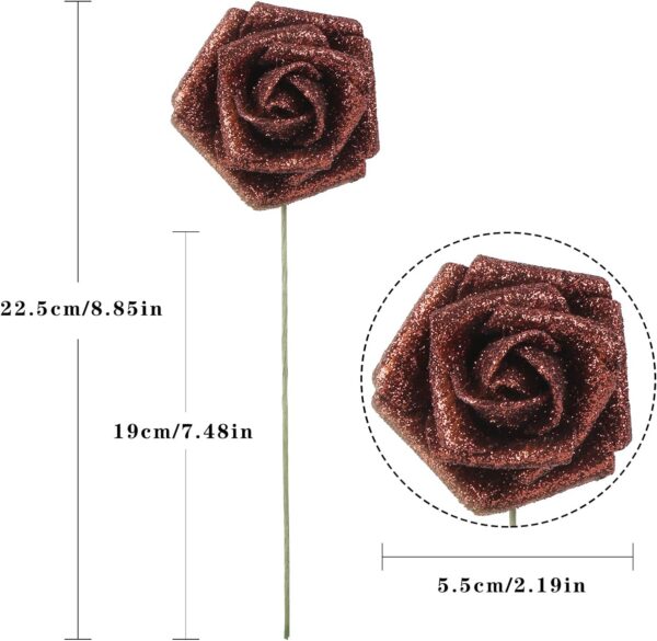 deac99013482f920 IPOPU Artificial Flowers, 25pcs Foam Glitter Roses Glitter Foam Rose Foam Rose with Stem for DIY Wedding Bridal Bouquet Home Party Decoration(Coffee)